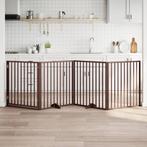 vidaXL Hondenhek met deur opvouwbaar 4 panelen bruin 320 cm, Verzenden, Nieuw