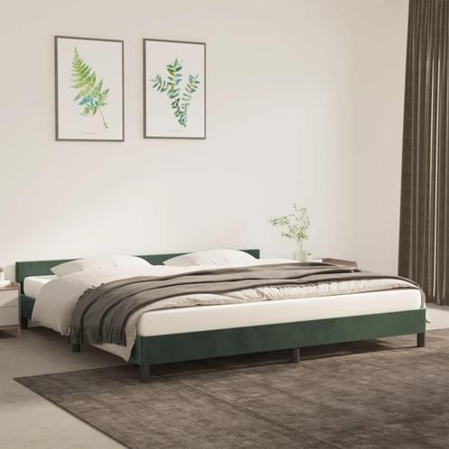 vidaXL Cadre de lit avec tête de lit Vert foncé 200x200, Maison & Meubles, Chambre à coucher | Lits, Neuf, Envoi