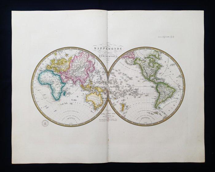 World-Map - Wereldbol in hemisferen / Aardbol / Planisfeer;, Boeken, Atlassen en Landkaarten