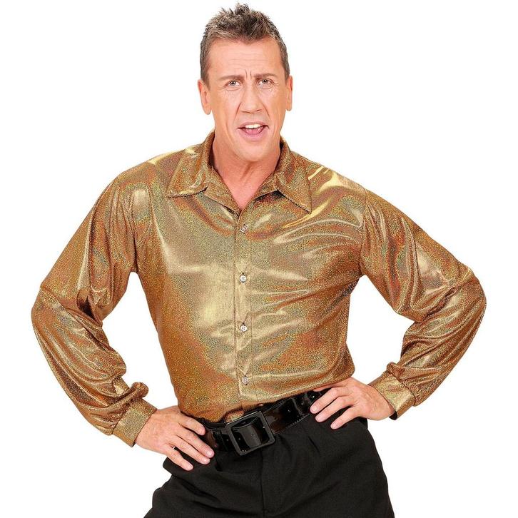 Disco 70S Shirt Goud Heren, Kleding | Heren, Carnavalskleding en Feestkleding, Nieuw, Verzenden