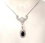 Hanger - 14 karaat Geel goud, Witgoud - 2.24ct. tw. Saffier, Handtassen en Accessoires, Antieke sieraden
