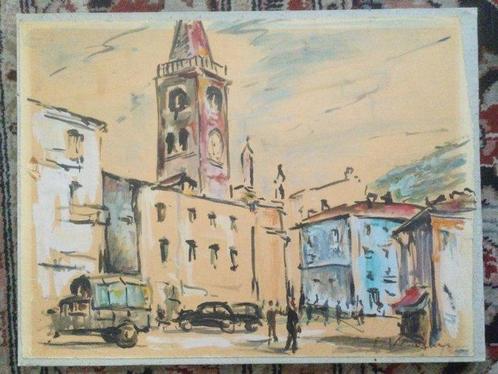 Felice Vellan (1889-1976) - Piazzetta ligure, Antiek en Kunst, Kunst | Schilderijen | Klassiek