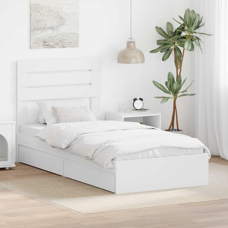 vidaXL Opbergbed met hoofdeinde met lade Wit 100 x 200 cm, Huis en Inrichting, Slaapkamer | Bedden, Nieuw, Verzenden