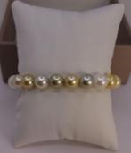 Armband Gouden en witte Zuidzeeparels - 8x9mm, Handtassen en Accessoires, Nieuw