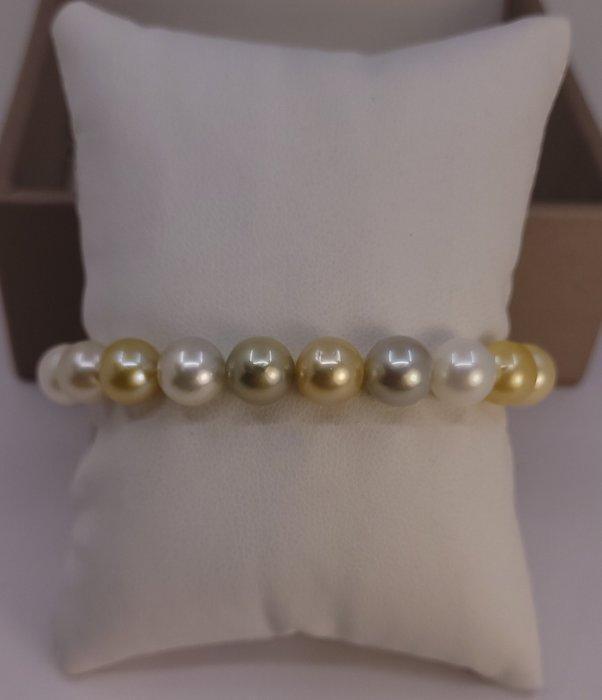 Armband Gouden en witte Zuidzeeparels - 8x9mm, Handtassen en Accessoires, Armbanden