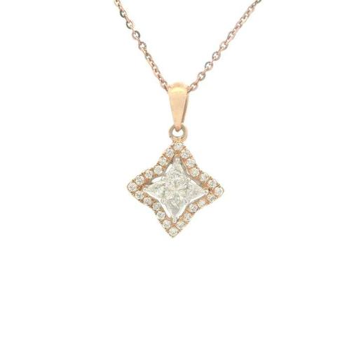 Ketting met hanger - 18 karaat Witgoud -  0.37ct. tw., Handtassen en Accessoires, Antieke sieraden