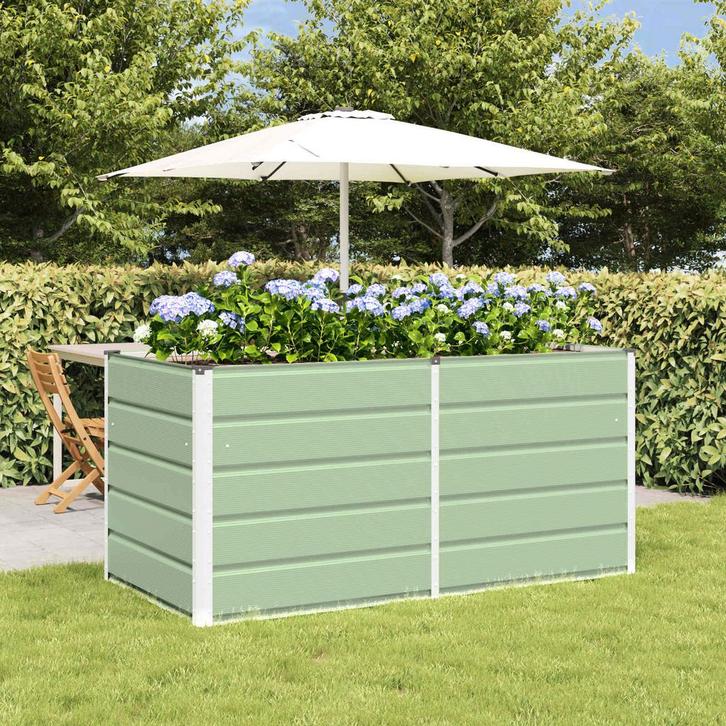 vidaXL Plantenbak Groen 160 x 80 x 75 cm Staal, Tuin en Terras, Bloempotten, Nieuw, Verzenden
