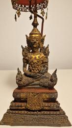 Boeddha 34 cm brons, Rattanakosin-stijl met parasol -