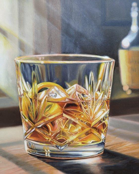 Sandra Chinelate - Bicchiere di whisky, Antiquités & Art, Art | Peinture | Moderne
