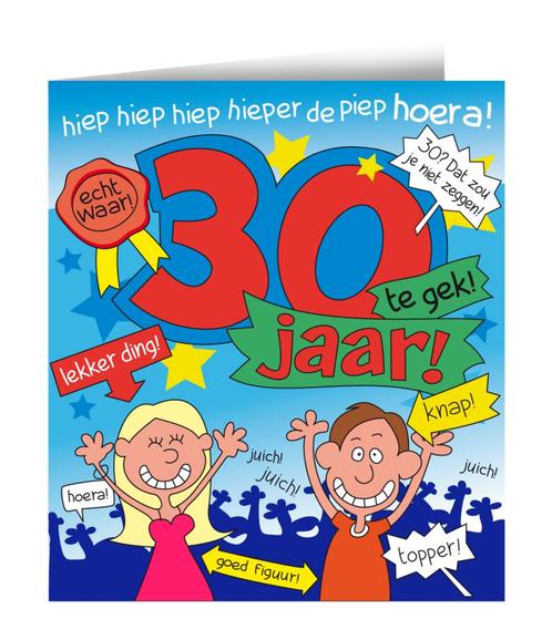 Verjaardagskaart 30 Jaar Cartoon 16,5cm, Hobby en Vrije tijd, Feestartikelen, Nieuw, Verzenden