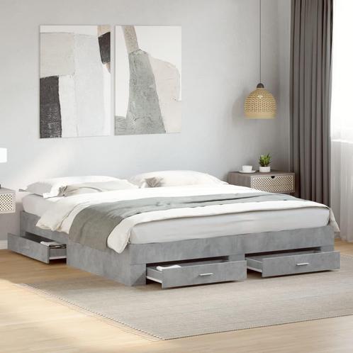 vidaXL Bedframe met lades bewerkt hout betongrijs 180x200 cm, Huis en Inrichting, Slaapkamer | Bedden, Nieuw, Verzenden