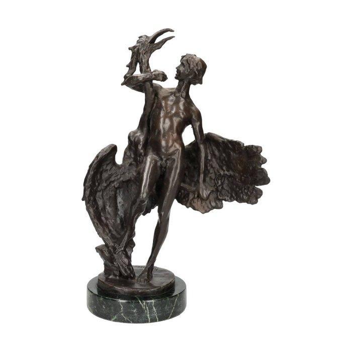 sculptuur, Woman with birds - 38 cm - Brons, Marmer, Antiquités & Art, Curiosités & Brocante