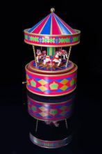 Draaimolen met speeldoos carillon carrousel blik verguld tin, Antiquités & Art, Curiosités & Brocante