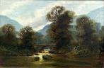 L. Edgar (XIX) - A view of a bridge over a river, Antiquités & Art, Art | Peinture | Classique