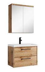 Badkamermeubel Etna 60cm eiken Badmeubel met spiegelkast, Huis en Inrichting, Badkamer | Badkamermeubels, Verzenden, Nieuw