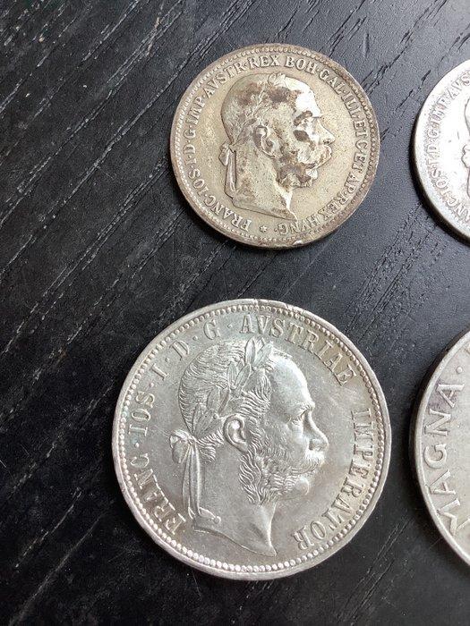 Oostenrijk. Lot of 4 coins, incl. Florin 1892, Corona 2x, Postzegels en Munten, Munten | Europa | Niet-Euromunten