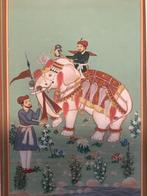 Rajah op geschilderde olifant - Papier, pigmenten - India -