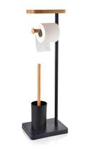 Toiletrolhouder Bamboe met toiletborstel | BathLAB by MONDEX, Huis en Inrichting, Nieuw, Zwart, Verzenden