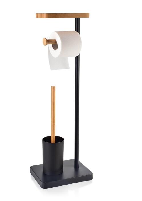 Toiletrolhouder Bamboe met toiletborstel | BathLAB by MONDEX, Huis en Inrichting, Badkamer | Badtextiel en Accessoires, Zwart