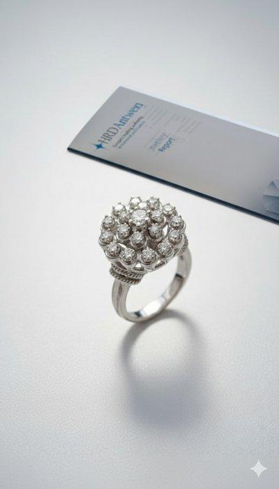 Verlovingsring - 18 karaat Witgoud Diamant (Natuurlijk) -, Handtassen en Accessoires, Antieke sieraden