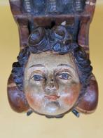 Beeld, Wandkonsole mit Puttenkopf – Handgeschnitztes, Antiek en Kunst