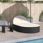vidaXL Ligbed 2-persoons met kussens poly rattan zwart, Tuin en Terras, Verzenden, Nieuw