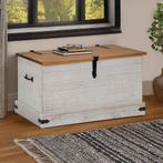 vidaXL Opbergkist HALDEN wit 91x48x47 cm massief grenenhout, Huis en Inrichting, Verzenden, Nieuw