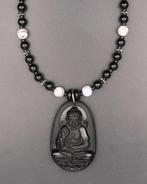 Quartz - Beschermende ketting - Boeddha van leer - Obsidiaan