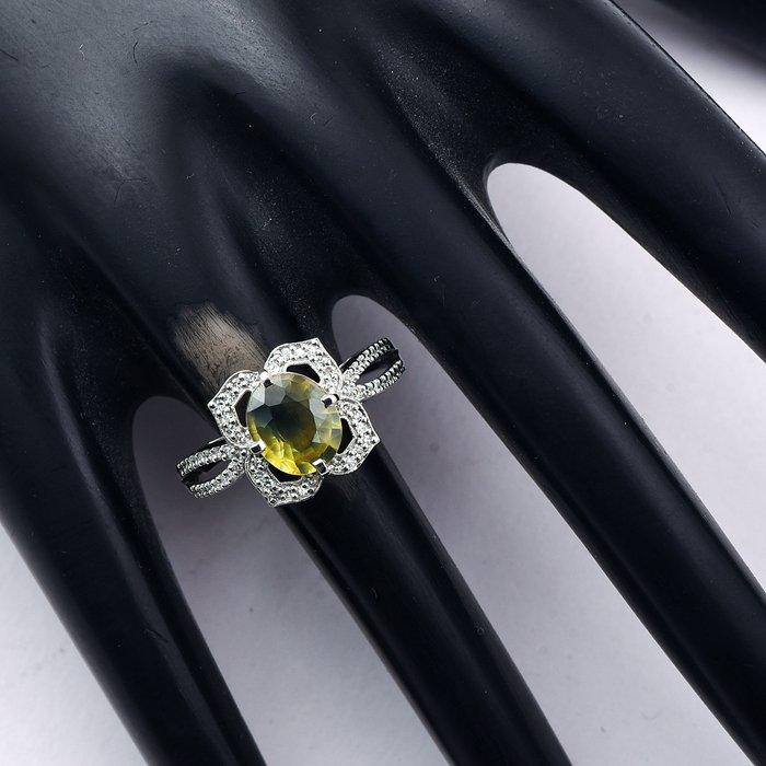 Zonder minimumprijs - Ring Platina - 2.09ct. tw. Saffier -, Handtassen en Accessoires, Ringen