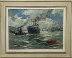 Jan Korthals (1916 -1972) - Gezicht op het IJ voor Amsterdam, Antiek en Kunst