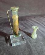 Twee oude Romeinen Glas Balsamarium, Cosmetic bottle, Antiek en Kunst