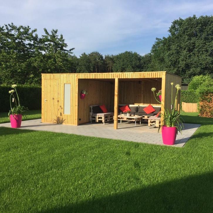 Tuinhuis met open gedeelte 3,63 x 5,88 m, Tuin en Terras, Tuinhuizen, 200 tot 400 cm, 1 raam, 500 cm of meer, Met overkapping