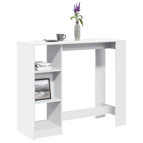 vidaXL Bartafel met schap 124x46x103,5 cm bewerkt hout wit, Huis en Inrichting, Tafels | Eettafels, Nieuw, Verzenden
