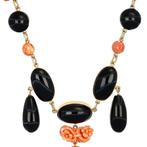 Ketting met hanger - 18 karaat Geel goud - Koraal