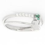 Ring - 18 karaat Witgoud - 0.25ct. tw. Smaragd - Diamant, Handtassen en Accessoires, Ringen, Nieuw