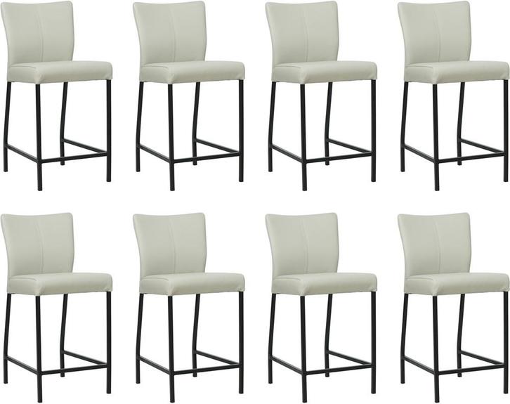 Set van 8 Lichtgrijze leren moderne barkrukken - poot, Huis en Inrichting, Stoelen, Overige kleuren, Vijf, Zes of meer stoelen
