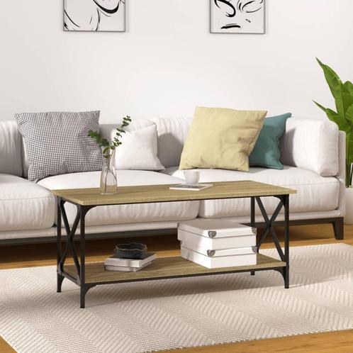 vidaXL Salontafel 100x45x45 cm bewerkt hout en ijzer zwart, Huis en Inrichting, Tafels | Salontafels, Nieuw, Verzenden