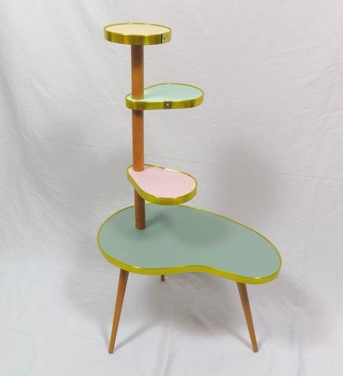Plantentafel - Hout, Metaal - Bijzettafel Bloemtafel, Antiek en Kunst, Kunst | Designobjecten