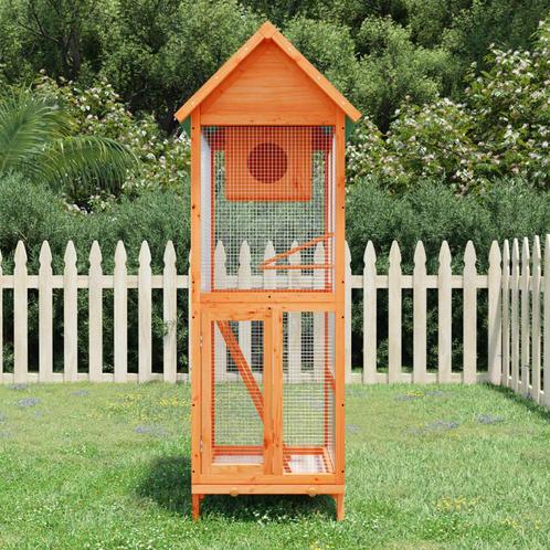 vidaXL Volière 60x58,5x160 cm massief grenenhout bruin, Dieren en Toebehoren, Vogels | Toebehoren, Nieuw, Verzenden