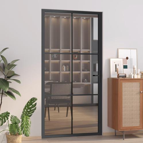 vidaXL Binnendeur 102,5x201,5 cm ESG-glas en aluminium zwart, Doe-het-zelf en Bouw, Deuren en Vliegenramen, Nieuw, Verzenden