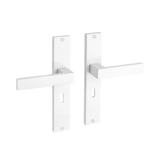 Geveerde Deurklink Lusso met schild met sleutelgat, Doe-het-zelf en Bouw, Hang- en Sluitwerk, Klink of Kruk, Nieuw, IJzer, Ophalen of Verzenden