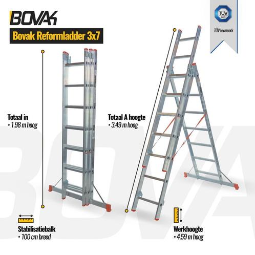 Bovak Reformladder 3x7- 3 delige ladder 4,10m - schuifladder, Bricolage & Construction, Échelles & Escaliers, Enlèvement ou Envoi