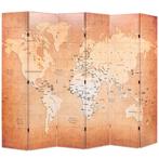 vidaXL Kamerscherm inklapbaar wereldkaart 228x170 cm geel, Huis en Inrichting, Verzenden, Nieuw