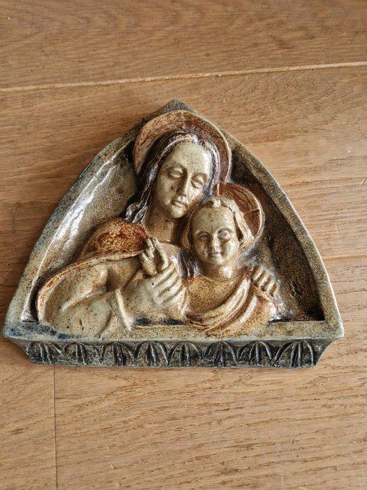 Terraco Draak - Reliëf - Madonna met Kind - 26 cm - Klei -, Antiek en Kunst, Antiek | Boeken en Manuscripten