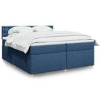 vidaXL Boxspring met matras stof blauw 200x200 cm, Verzenden