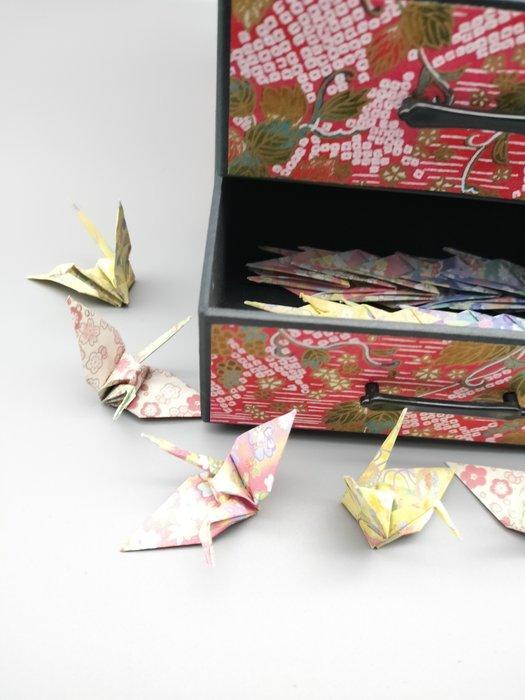 Ladekast - Hout, Papier - Mini Kist met Origami, Antiek en Kunst, Antiek | Speelgoed