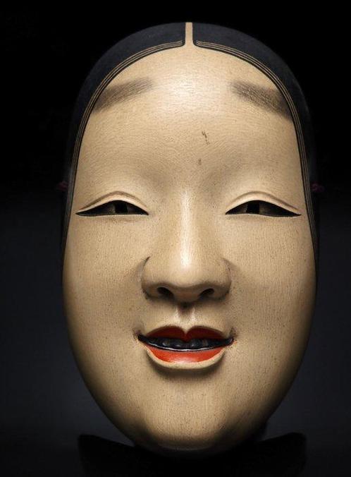Zeer mooi Ko-omote masker, gesigneerd - Hout, Lak - Tasaki, Antiek en Kunst, Antiek | Overige Antiek