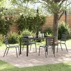 vidaXL 5-delige tuin eetset donkergrijs staal, Verzenden, Nieuw