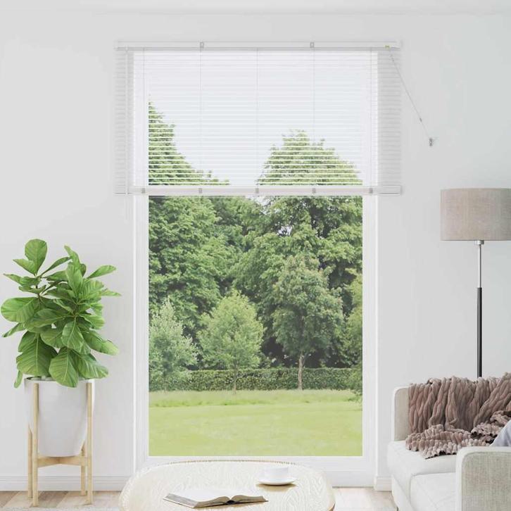 vidaXL Raamjaloezie met gordijnen Wit Aluminium, Huis en Inrichting, Stoffering | Gordijnen en Lamellen, Nieuw, Verzenden