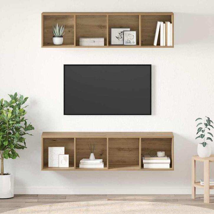 vidaXL Tv-meubelset 2 pcs artisanaal eikenkleurig 37 x 37 x, Huis en Inrichting, Kasten |Televisiemeubels, Nieuw, Verzenden